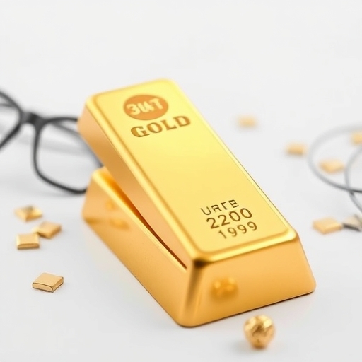 一堆金條堆放在展示架上