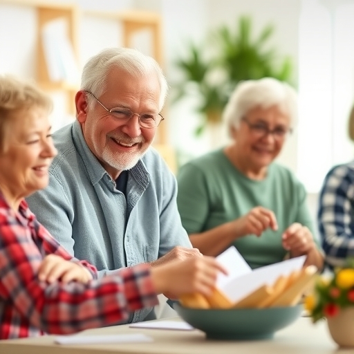 快樂的長者在社區活動中