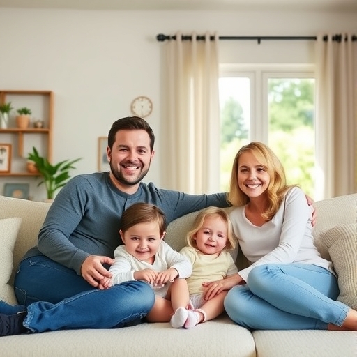 一家人搬入新家時的快樂時刻