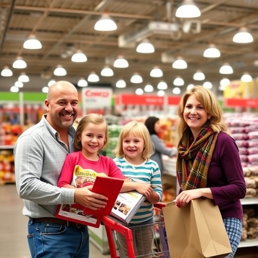 快樂的家庭在好市多購物