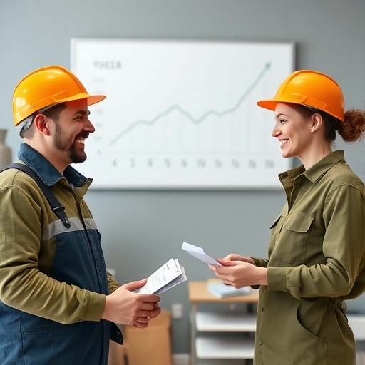 一群快樂的勞工收到薪資調漲