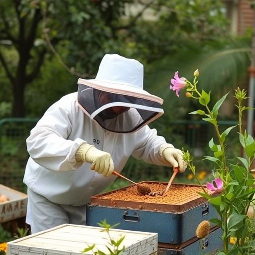 一隻蜜蜂在台灣花園採集花蜜