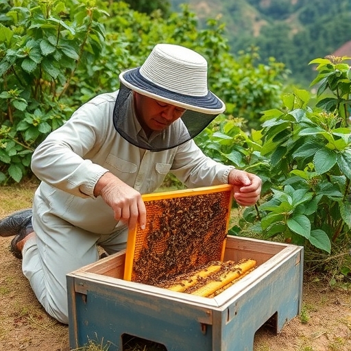 台灣蜜蜂在花田中採集花蜜