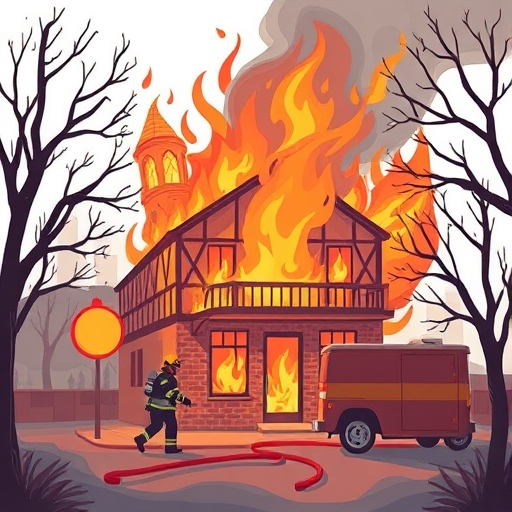 火災場景的插圖