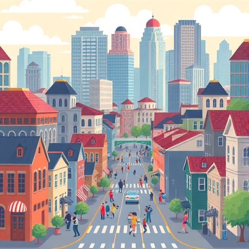 繁忙的城市房地產市場插圖