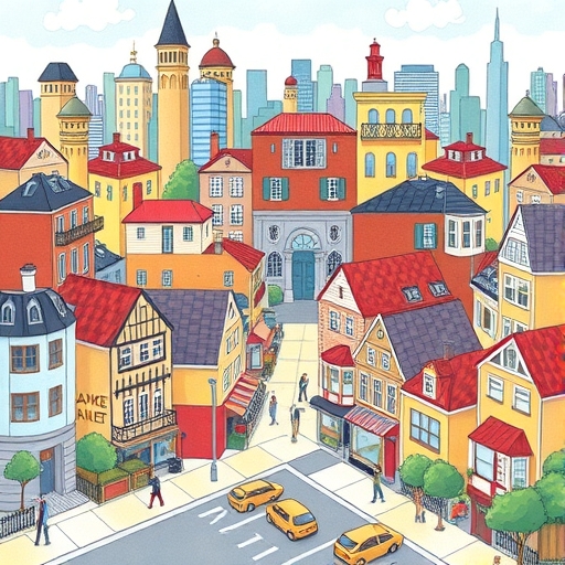 繁忙的城市房地產市場插圖