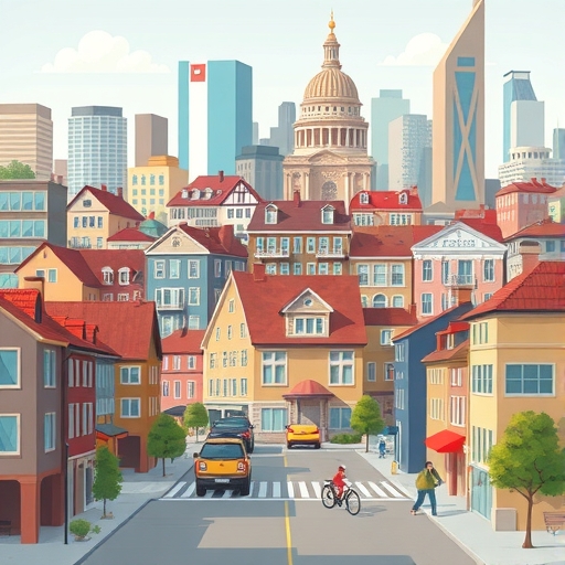 繁忙的城市房地產市場插圖