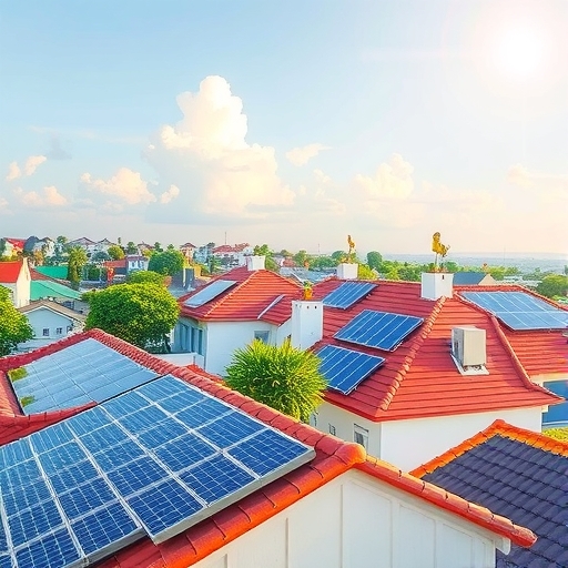 屋頂上的太陽光電系統插圖