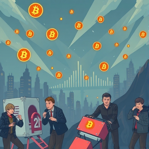 插圖顯示加密貨幣市場動蕩不安