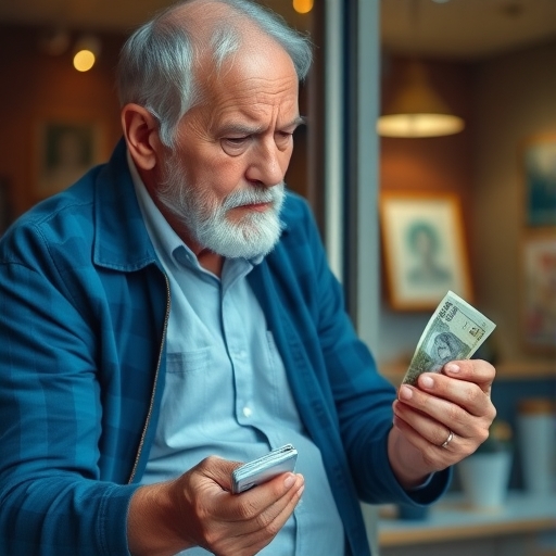 一位老人在計算財務報表