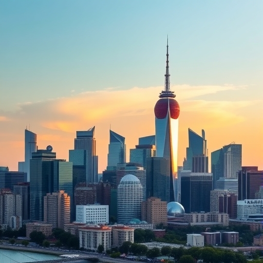 現代城市天際線展示夜景