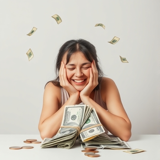 一位女子正在計算家庭預算