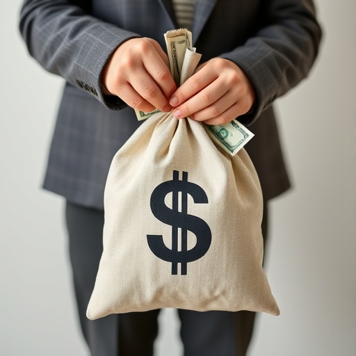 一位女子手持大錢包微笑