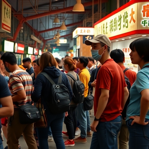人們排隊等待食物