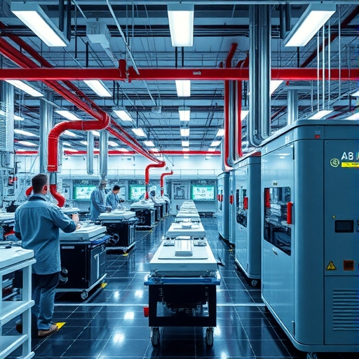高科技設備運行中的半導體工廠
