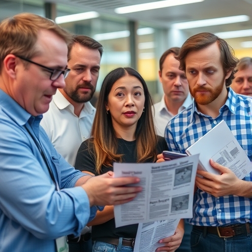 員工震驚地查看新聞1