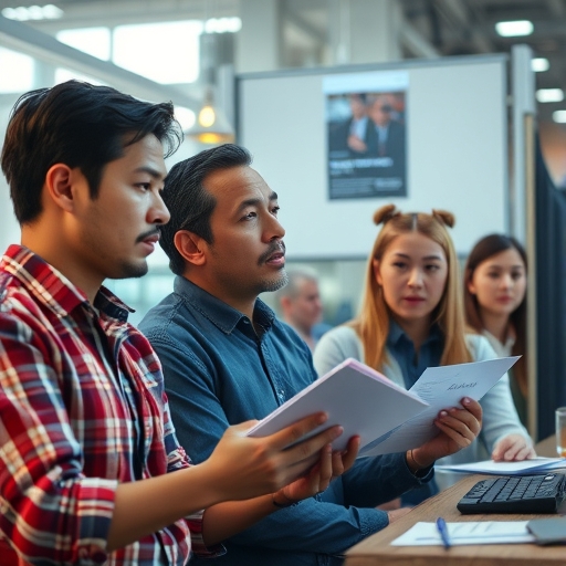 員工震驚地查看新聞