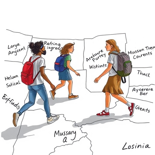 一群學生正在過越國境