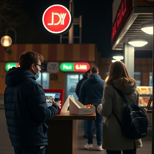 學生在夜間點餐