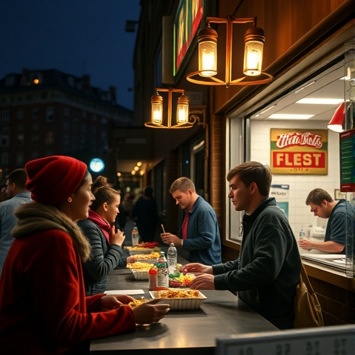 學生在夜間點餐