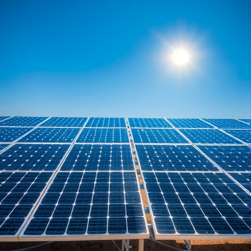 晴朗天空下的太陽能板