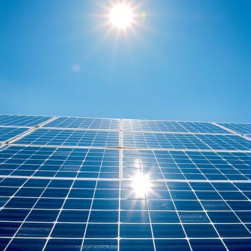 太陽能板在晴朗的天空下