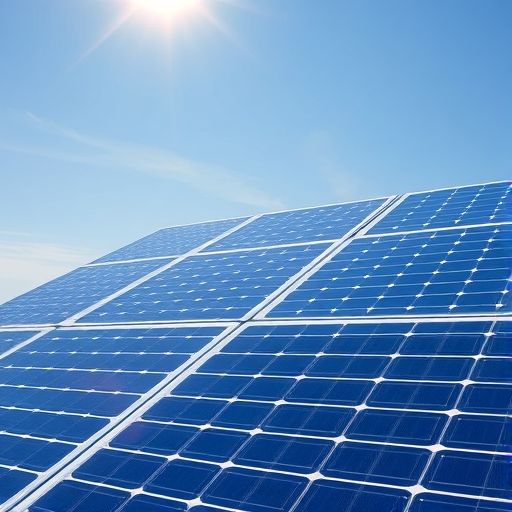 太陽能板在藍天下