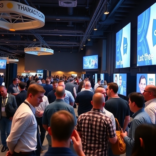 科技會議參與者正在交流和建立人脈