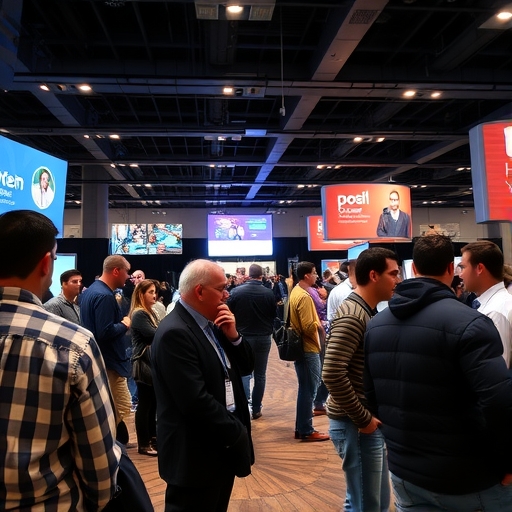 科技會議參與者正在交流和建立人脈