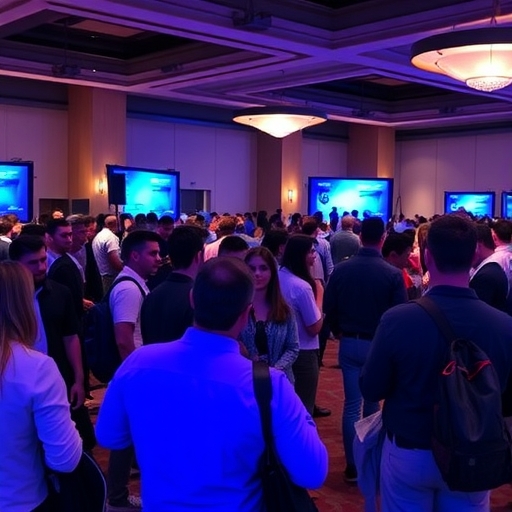 科技會議中的參加者建立人脈