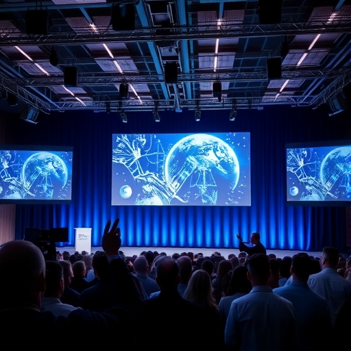 發表會現場的技術展示舞台與觀眾