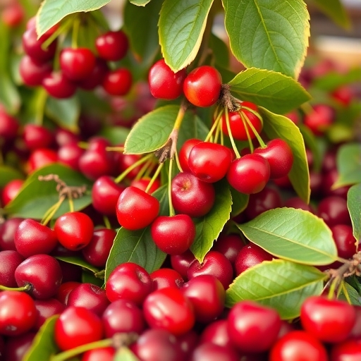 市場中鮮豔的櫻桃