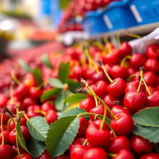 市場中鮮豔的櫻桃