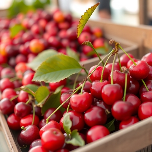 市場中鮮豔的櫻桃