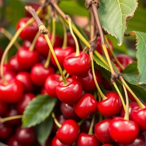 市場中鮮豔的櫻桃