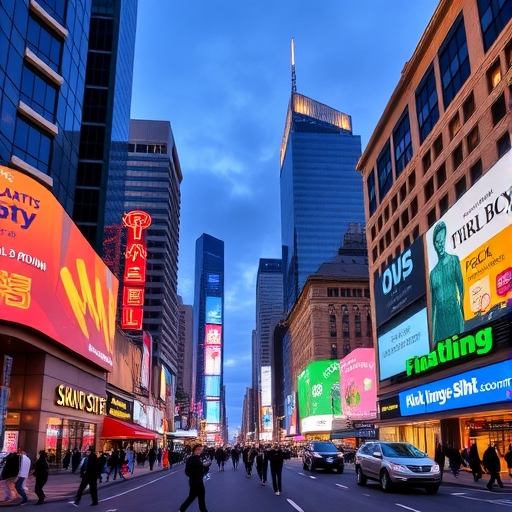 一個充滿活力的金融區景象