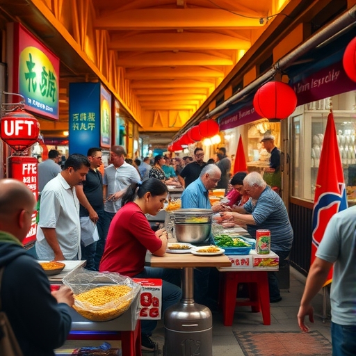 熱鬧的台灣街頭美食場景