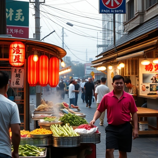 熱鬧的台灣街頭美食場景