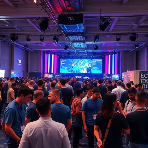 科技會議中的熱烈交流場景