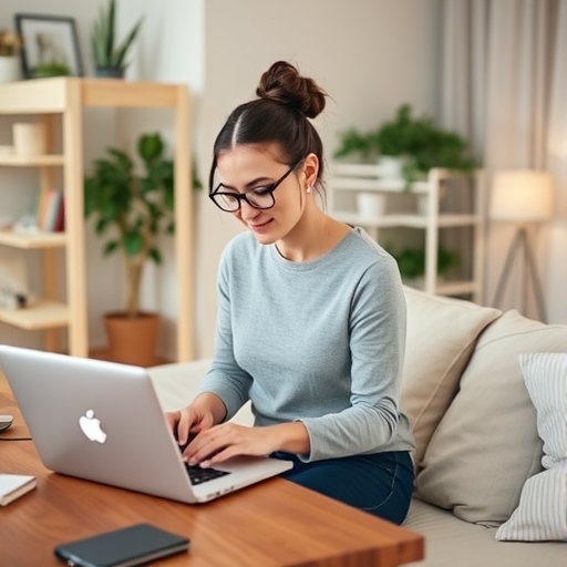 一位女性在家中兼顧工作和家庭