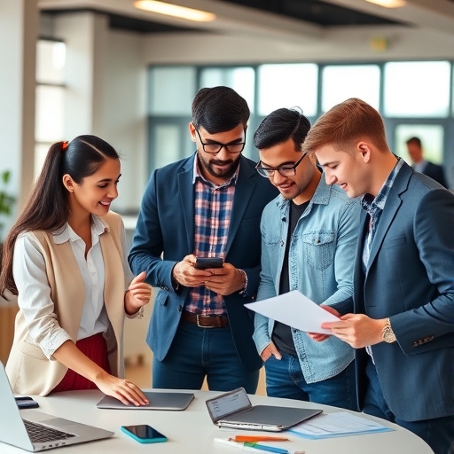 年輕創業家使用人工智慧工具進行分析