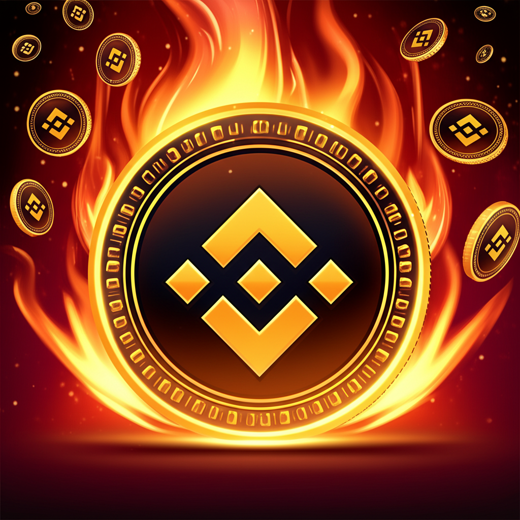 Binance Coin 在代幣銷毀事件背景下的圖示，顯示幣值被摧毀的視覺元素