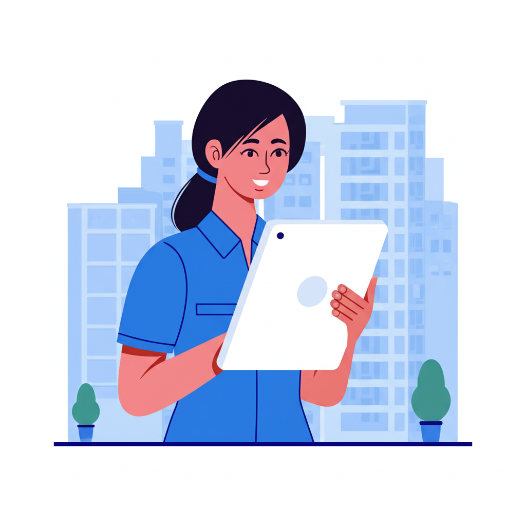 Snabbit數位平台連接專業家務服務提供者與現代印度城市客戶的插圖