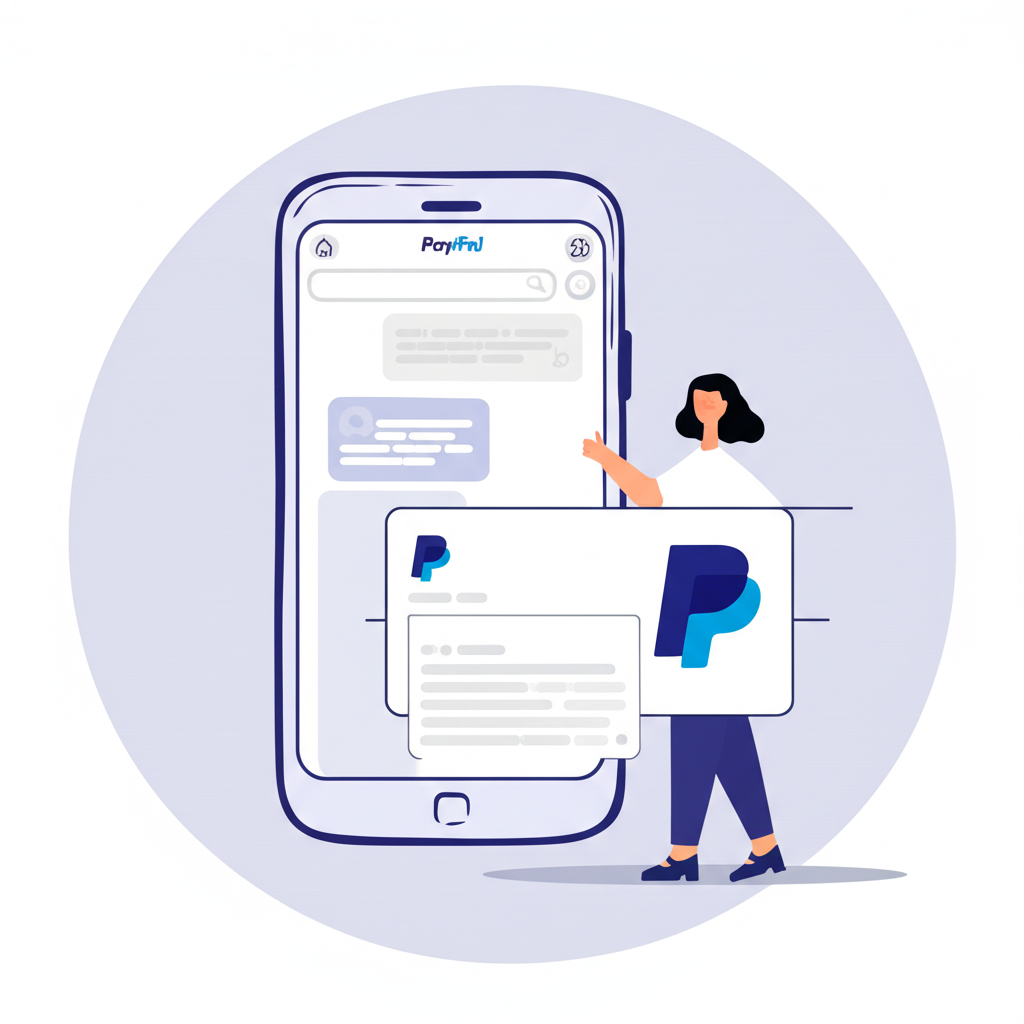 An illustration of a digital payment integration between PayPal and OpenAI in a ChatGPT interface showcasing seamless shopping experience