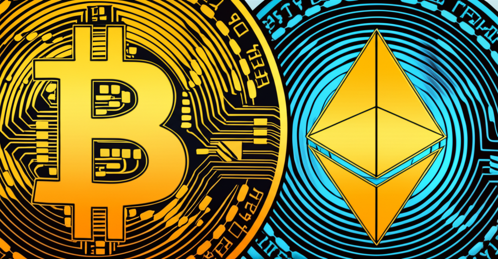 加密貨幣市場中比特幣與以太幣價格波動圖示