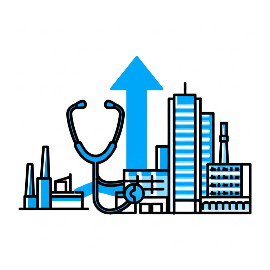 illustration of diverse investment opportunities in industrial and healthcare sectors depicting stability and growth