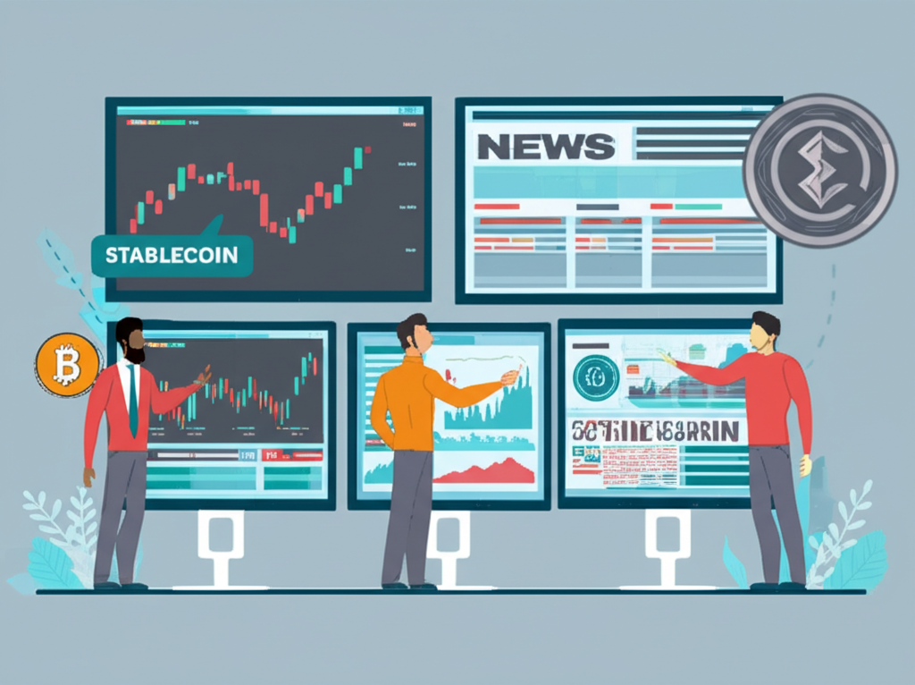 an illustration of traders using stablecoins as a hedge against market volatility during major economic events
