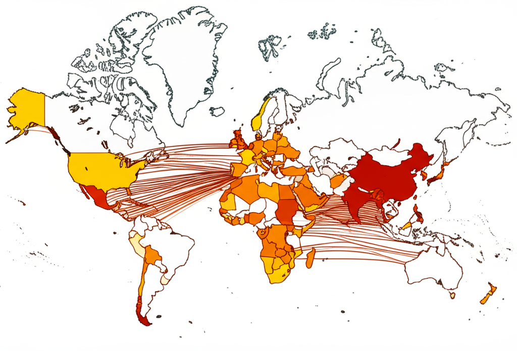 美中AI晶片貿易的地緣政治影響全球地圖