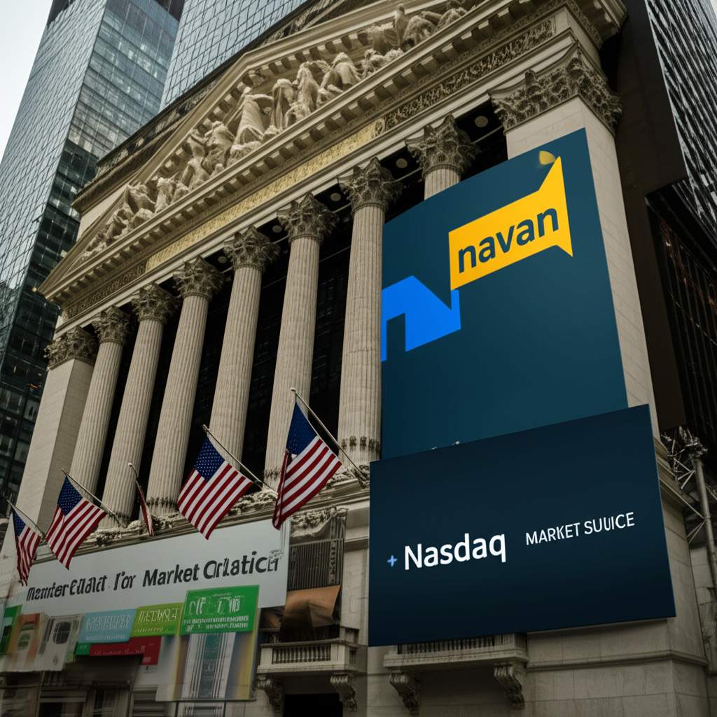 Navan 在 SEC 停擺期間於 Nasdaq 獨特首次亮相的插圖,強調異常情況