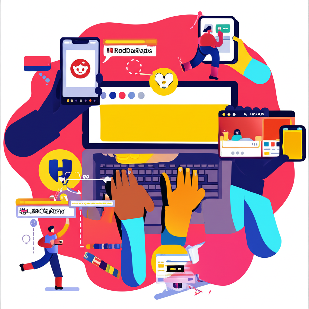 多元用戶以母語參與 Reddit 內容互動，強調全球可及性與社群交流插圖